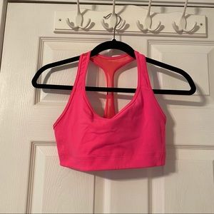 Neon hot pink racerbank sports bra